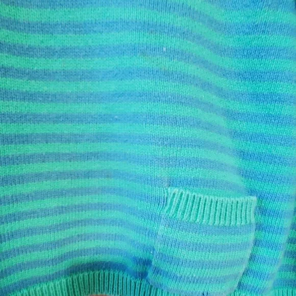 Vintage GAP Blue and Green Stripe Cotton Sweater - Picture 4 of 5